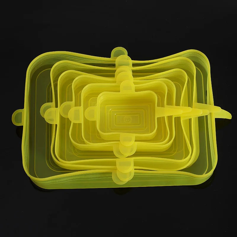 6pcs/set Silicone Cover Stretch Lids Reusable Airtight Food Wrap Covers Keeping Fresh Seal Bowl Stretchy Wrap Cover
