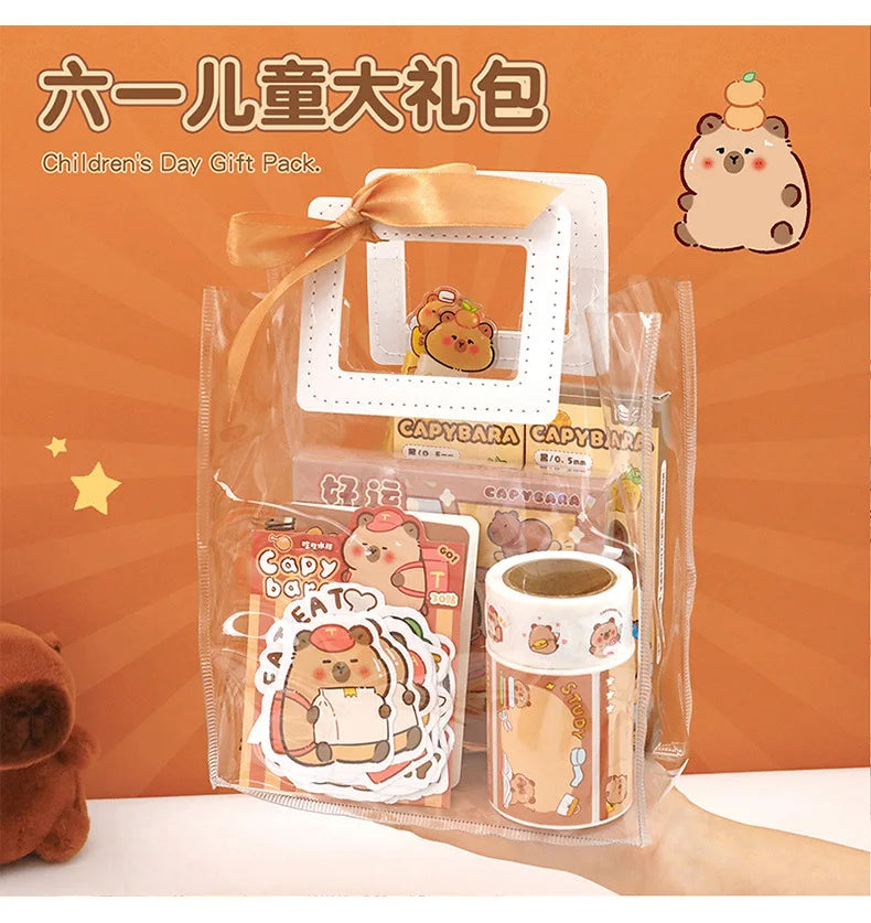 1 Set Capybara Stationery Set Student Graduation Gift Handbook Gift Bag Primary School Student Birthday Prizes