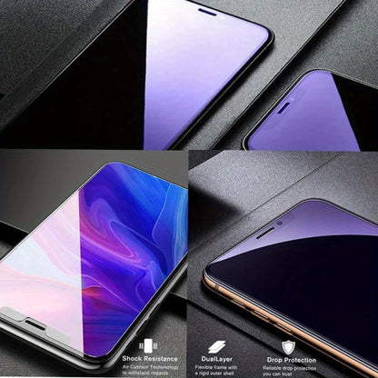 NNBILI 2Pcs Anti Blue Light Screen Protector Purple Tempered Glass Suitable For Iphone 11 12 13 14 15 16 Pro Max 16E 12 13 Mini