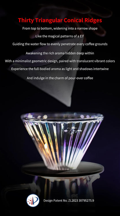 MHW-3BOMBE Pour Over Coffee Dripper Glass Coffee Dripper Coffee Filter Cup Reusable Coffee Drip Filter Cone Coffee Maker