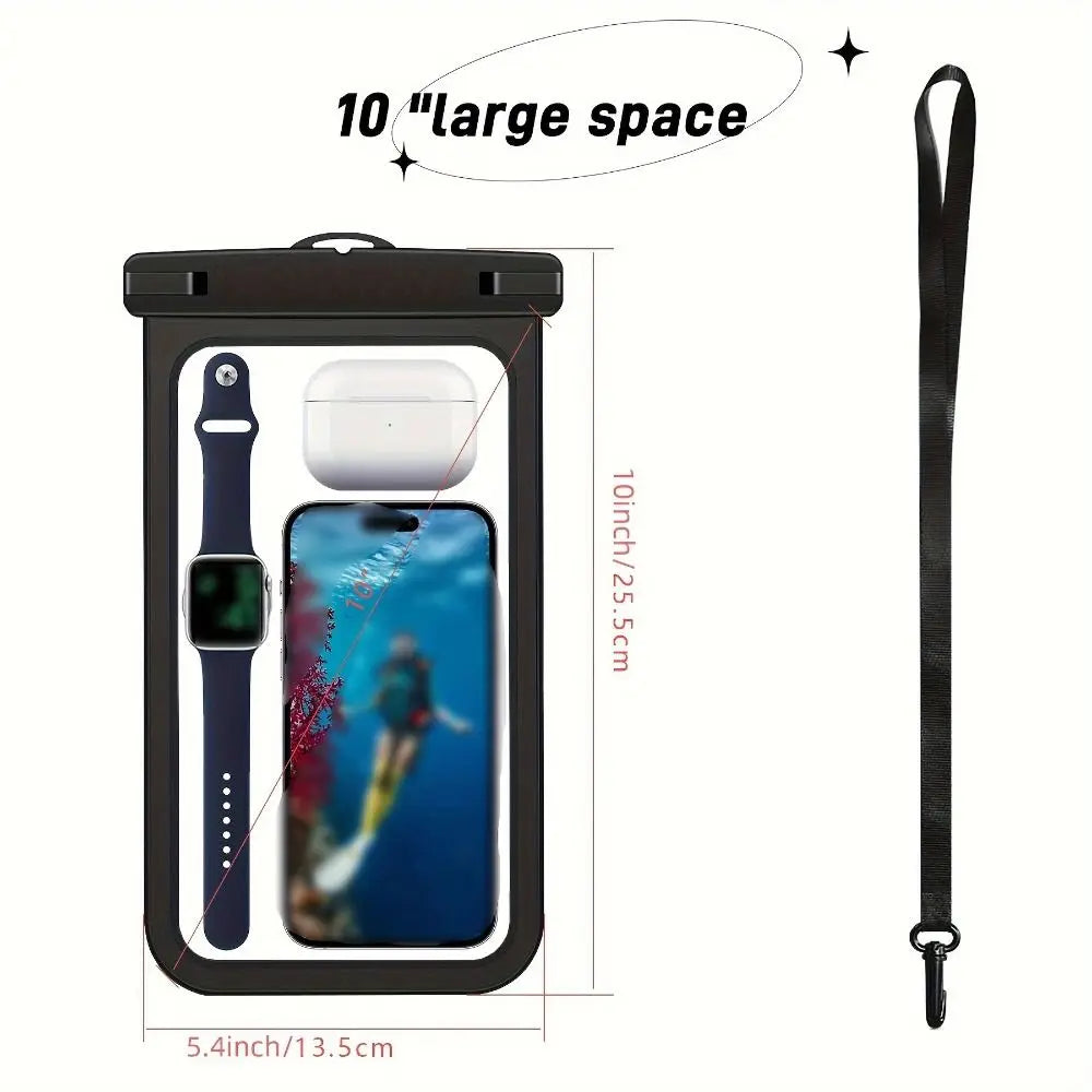 Waterproof Mobile Phone Bag Touchable Screen Large Capacity Phone Protector Pouch with Neck Lanyard Transparent