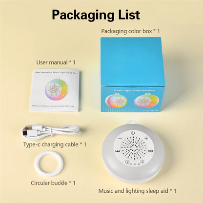 AAAEL-White Noise Sound Machine Kids Sleep Sound Player With Colorful Light Timer Noise Player Timed Shutdown For Baby Adult