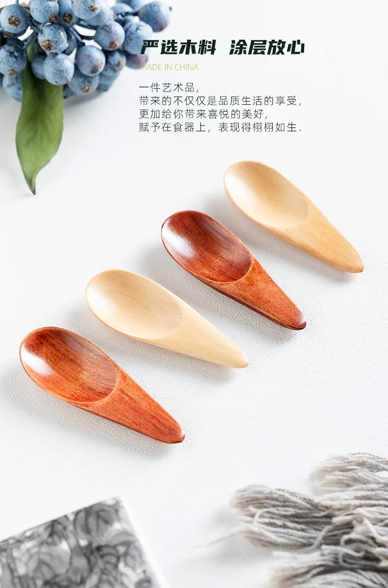 Mini Creative Tea Spoon Short Handled Small Wooden Spoon Coffee Spoon Spice Spoon Salt Spoon Milk Powder Spoon Wholesale