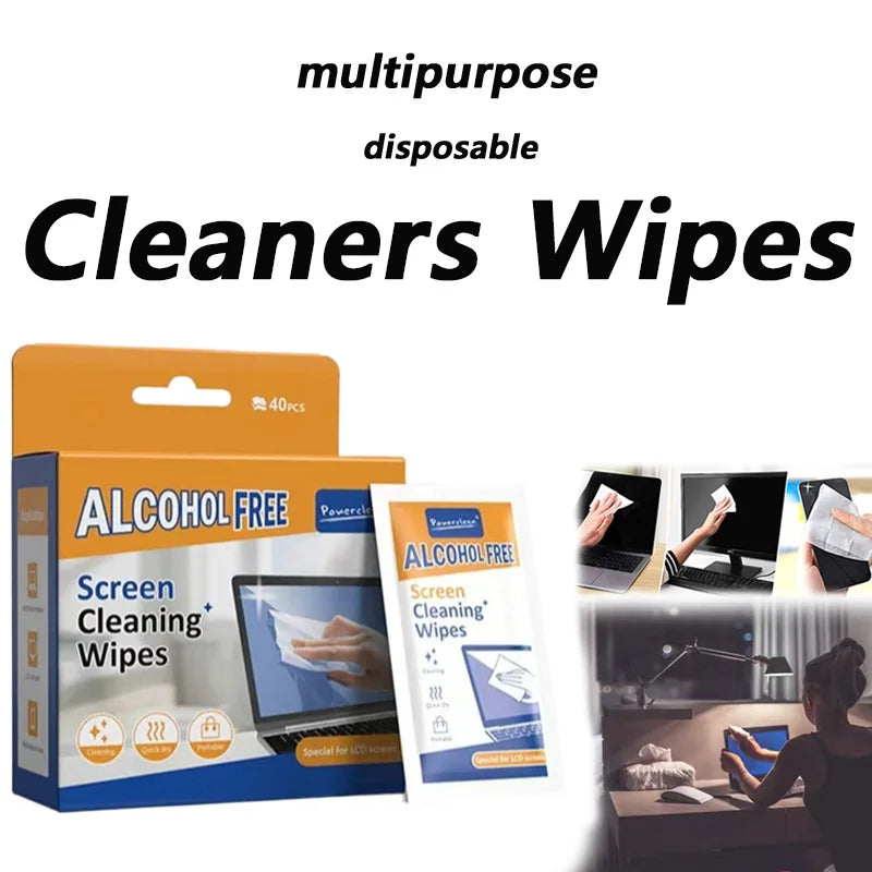 40Pack Disposable Portable Cleaning Wipes Phones Tablets Laptop TV Monitors Cars Spotless LCD Screens Universal Cleaners Wipes