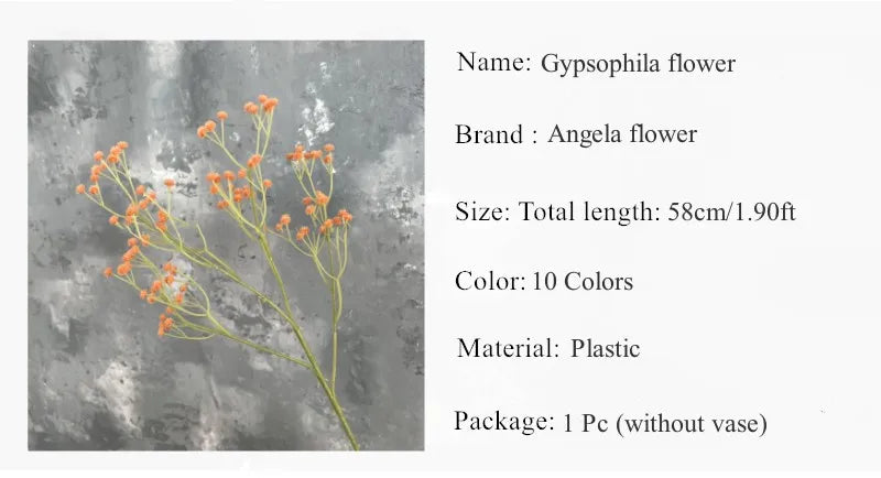 Artificial Plastic Soft Rubber Gypsophila Babys Breath Flower Branches Wedding Bouquet Floral Arrangement Accessories Home Decor