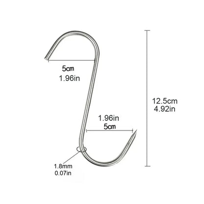 Stainless Steel S-hook With Pointed Tip Meat Hanger Hook Baking Tools for Butcher Shop Kitchen Hooks Home Storage Organization