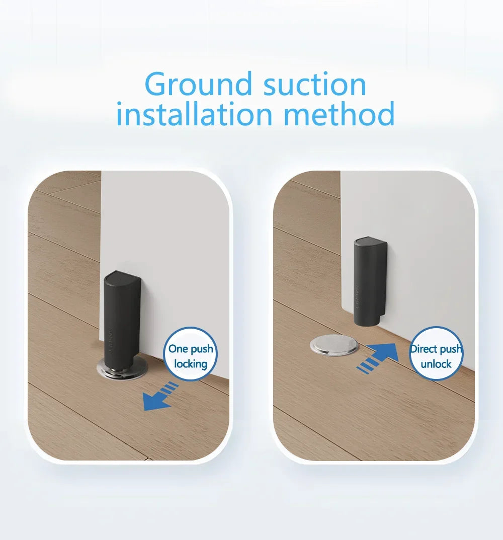 Stainless steel magnetic door stopper, gray black nail free door base, door hardware Door close prevention Door stop door closer
