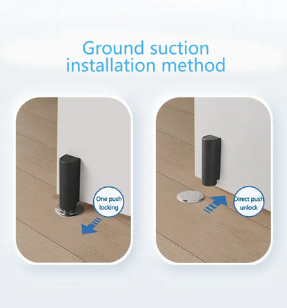 Stainless steel magnetic door stopper, gray black nail free door base, door hardware Door close prevention Door stop door closer