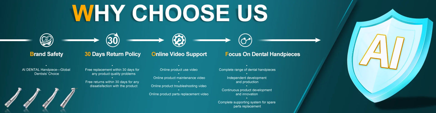 LED Illumination Dental Low Speed Air Motor With Micro Power Generator E-type 2/4/6 Hole Internal Water Spray AI-M205LG