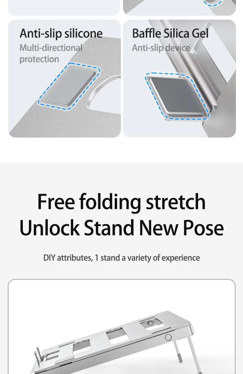 Laptop Stand for Desk, Height Adjustable Laptop Riser Aluminum Portable Laptop Holder, Holds All Notebook up to 17.3 Inches