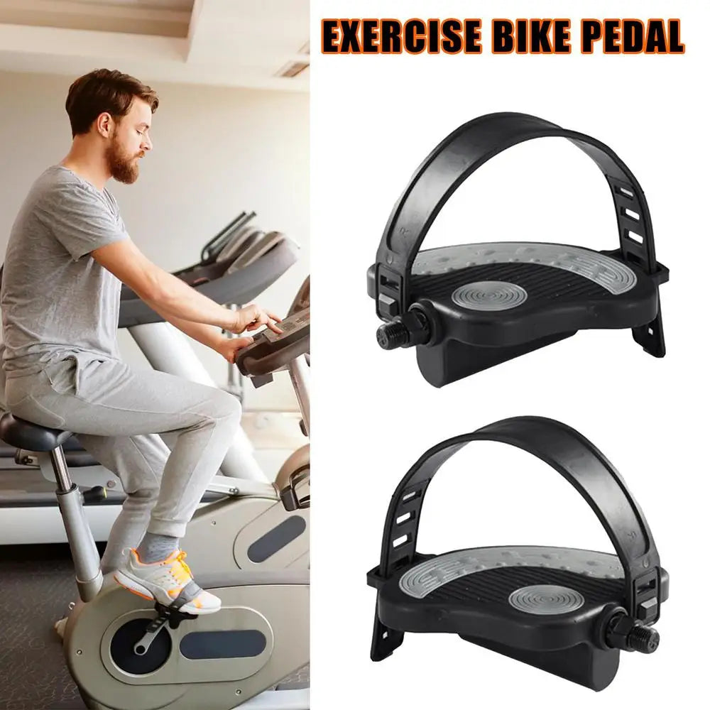 Exercise Bike Pedals 9/16 Universal Bike Pedal With Straps Spin Exercise Bike Pedal Non-Slip For Leg Exercise Desk Pedal Bike