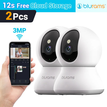 2 Pcs Blurams Indoor Security Camera 2K, Home Security Camera for Dog/Elder, Security Camera with One-Touch Call Update A31S-2pc