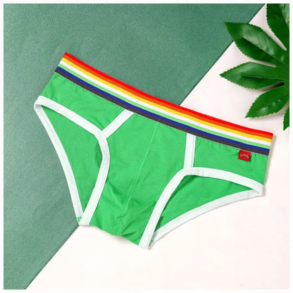 Sexy Mens Underwear Rainbow Belt Briefs Fashion Cotton Panties Youth Breathable Underwear Briefs Low Waist Underpants For Male