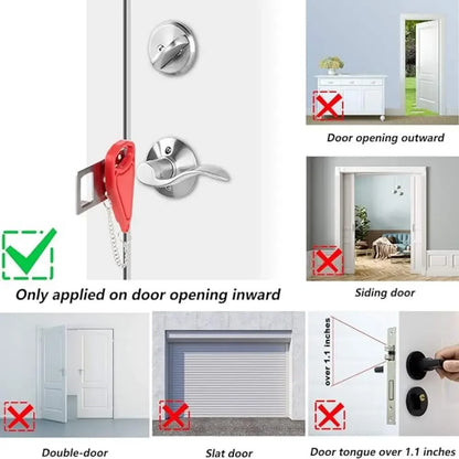 Portable Double Hole Door Lock Travel Safety Anti-Theft Security Lock for Home Hotel Apartment Dorm Room Personal Protection