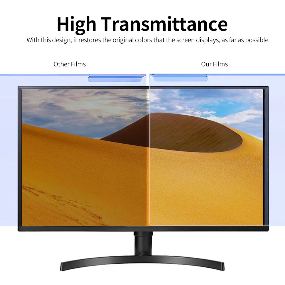 Hanging Blue Light Blocking Screen Protector High-transmittance Anti-UV Eye Protection Film for 20-22'' Desktop Monitor