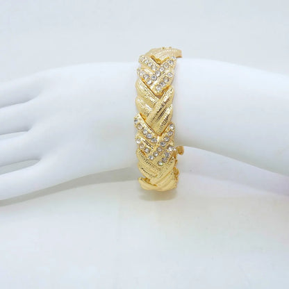 ewelry for Women Fashion Crystal Jewelry Set 18k Gold Plated Rhinestone Clear Crystal Necklace Earrings Accessories Gifts for Pr