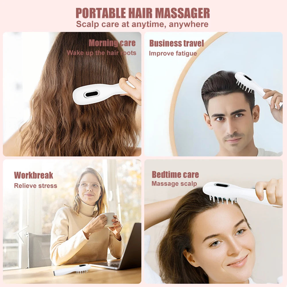 Electric Scalp Massage Comb Red Blue LED Light Therapy EMS Vibration Massage Brush Anti-Hair Loss Medicine Scalp Oil Applicator