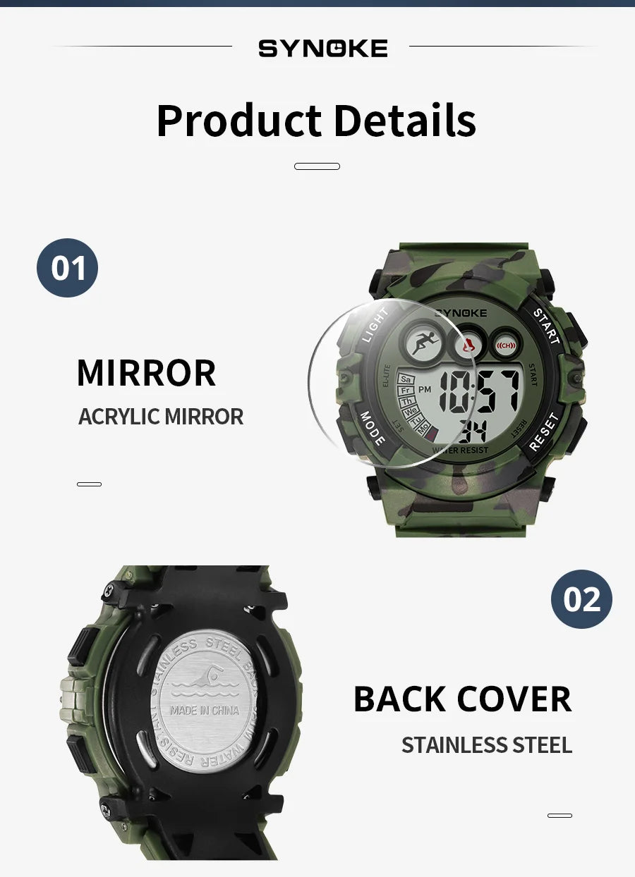 Kids Watch,Boys Watch for 3-15 Year Old Boys,Digital Sport Outdoor Multifunctional 50 M Waterproof Alarm Watch for Children