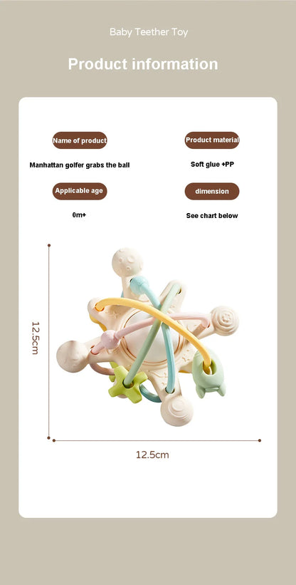 Baby Silicone Hand Catching Ball Baby Chewing Teether Toy Hand Bell 0-12 Months Newborn Sensory Educational Toys Infant Gift