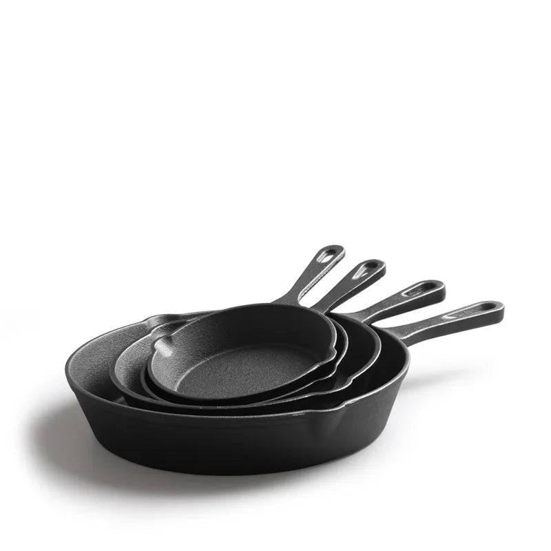 Cast Iron Pan Uncoated Frying Pan Small Frying Egg Pan Household Pan Kitchenware Set Oil Splashing Pan Cast Iron Cookware Frying