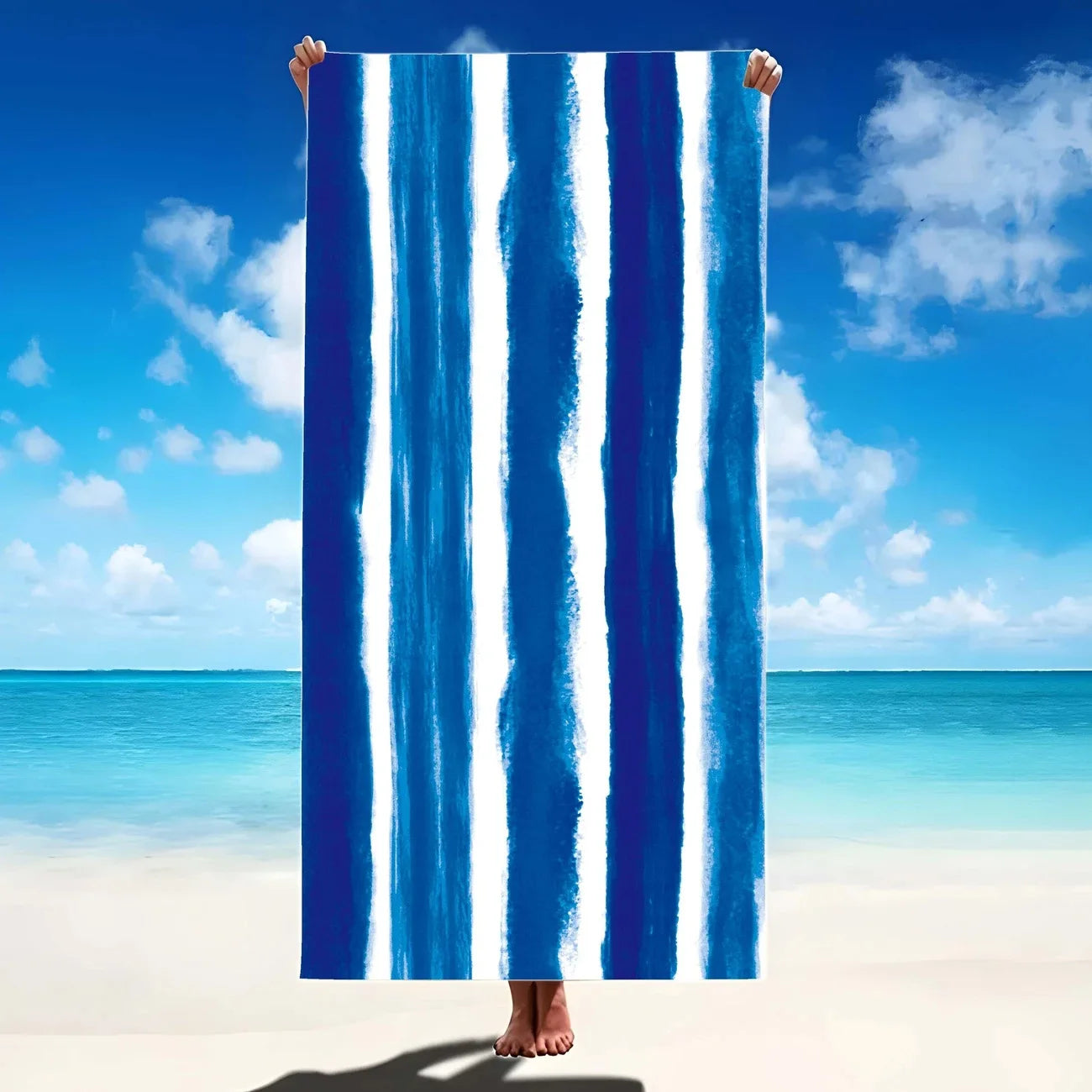 Oversized Beach Towel 280g/㎡ Microfiber, Rainbow Quick-Dry for Pool Travel, Tropical Design, Fade-Resistant & Washable