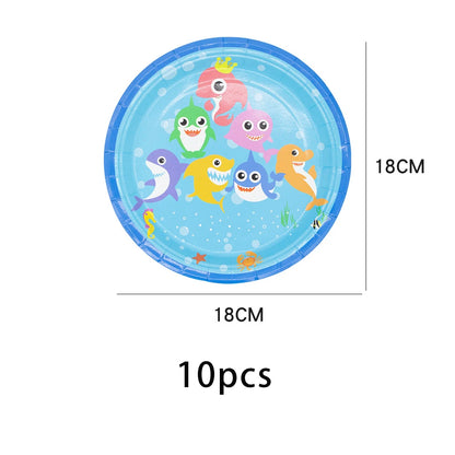 Shark Birthday Party Disposable Tableware Tablecloth Party Supplies Boys Girls Baby Shower Party Dressing