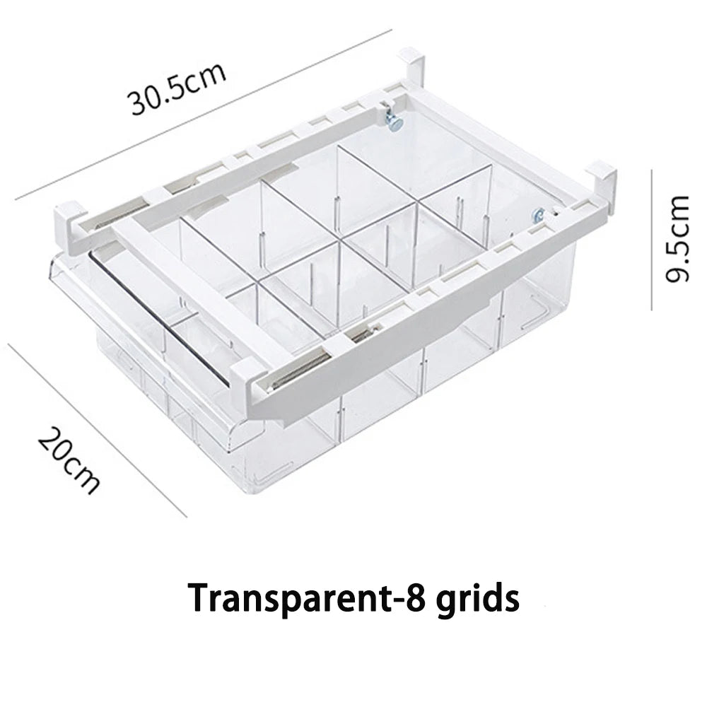 NEW Refrigerator Drawer Plastic Clear Fridge Organizer Slide Under Shelf Drawer Box Rack Holder Kitchen Fruit Food Storage Box