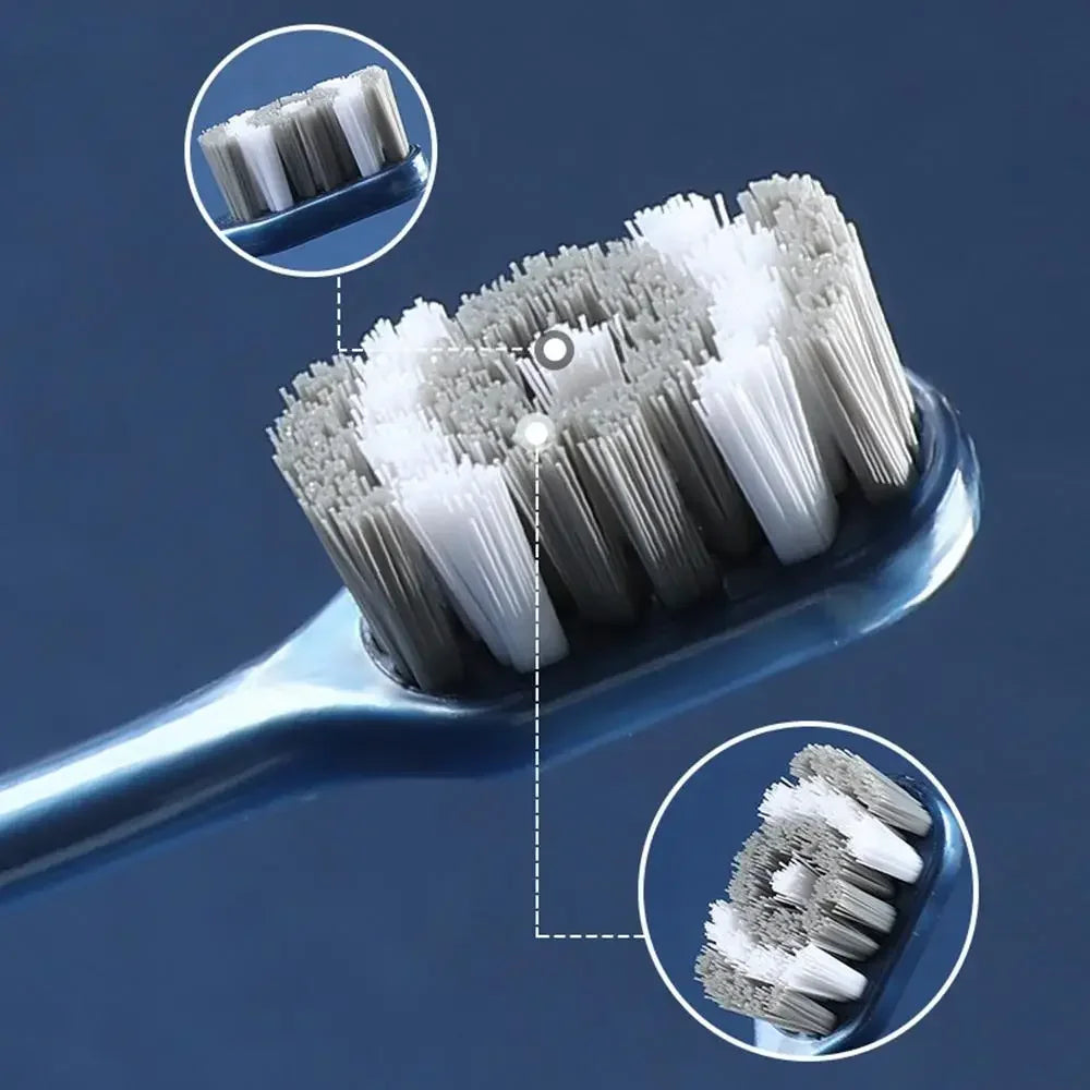 6pcs/pack Hard Bristled Toothbrush Kit Whitening Teeth Toothbrush For Adults Deep Cleaning Oral Care Supplies Family Use