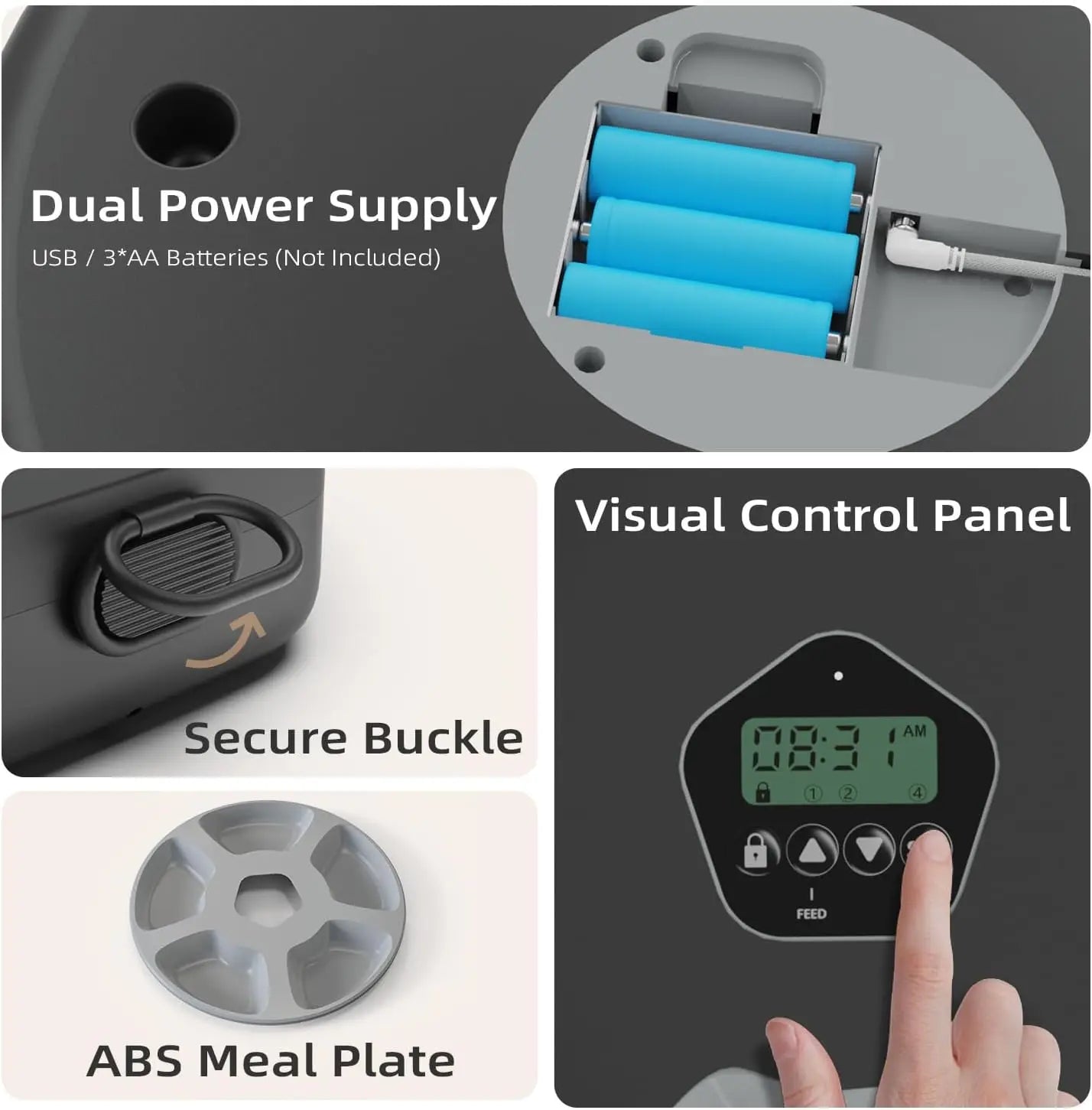 Automatic Wet/Dry Food Pet Feeder 5-Meal Timer Dispenser Programmable Smart Feeder for Cat/Dog Small Pet Supplies