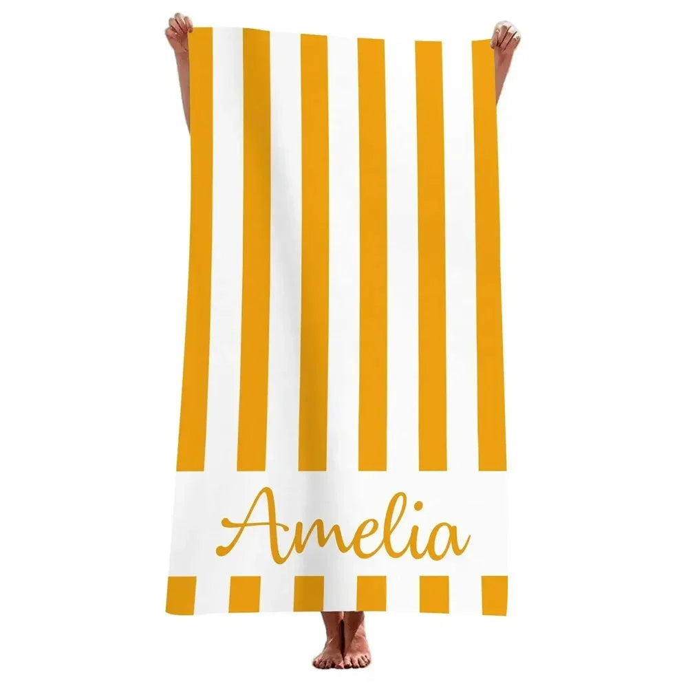 Striped Beach Towels Custom Name Beach Towel 3d Printed Microfiber Beach Towel Water Absorbing Personalized Bath Towel