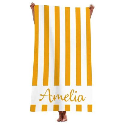 Striped Beach Towels Custom Name Beach Towel 3d Printed Microfiber Beach Towel Water Absorbing Personalized Bath Towel