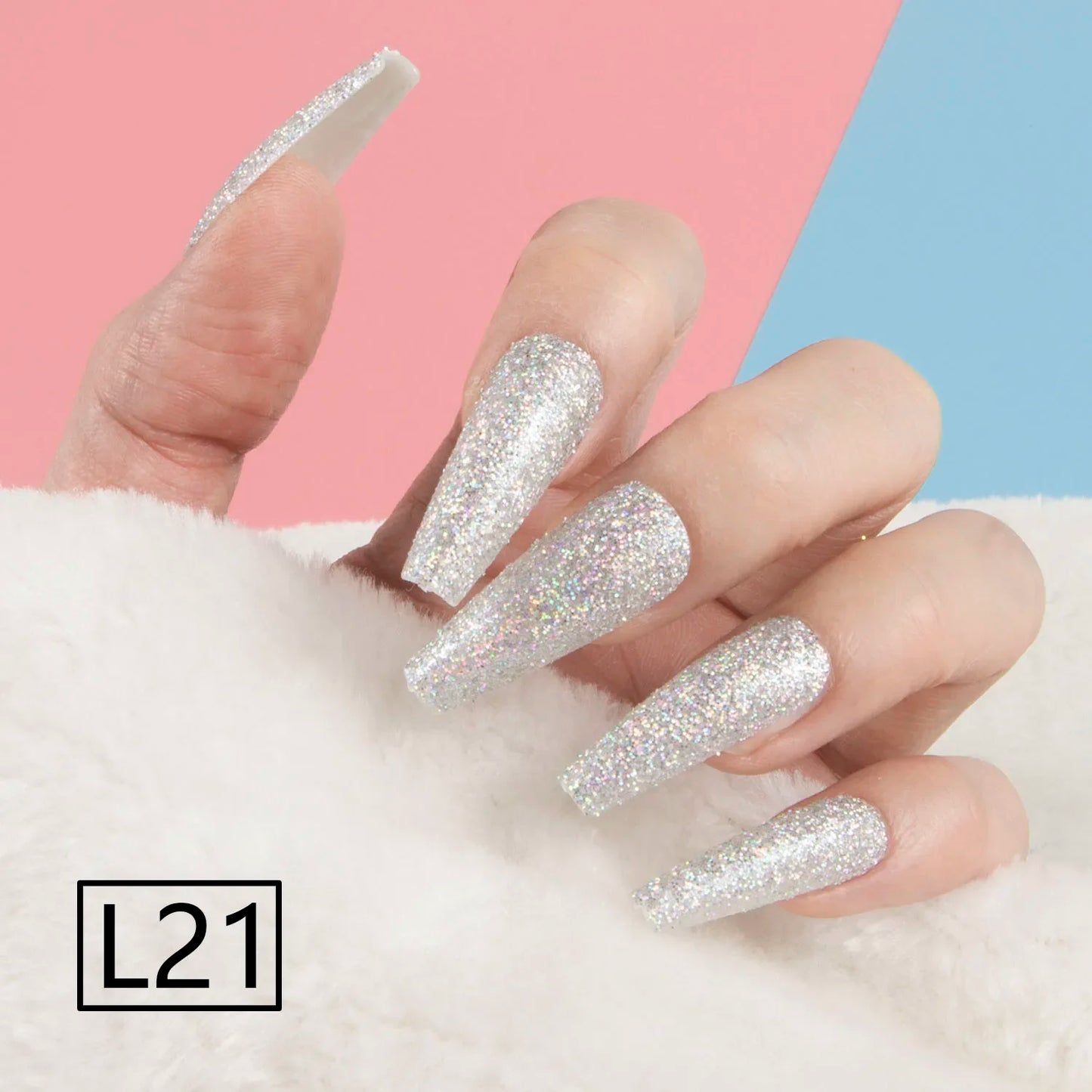 1 Set Glitter False Nail Tips Full Cover Ballerina Fake Nail Tips Press on Nail Tips Coffin