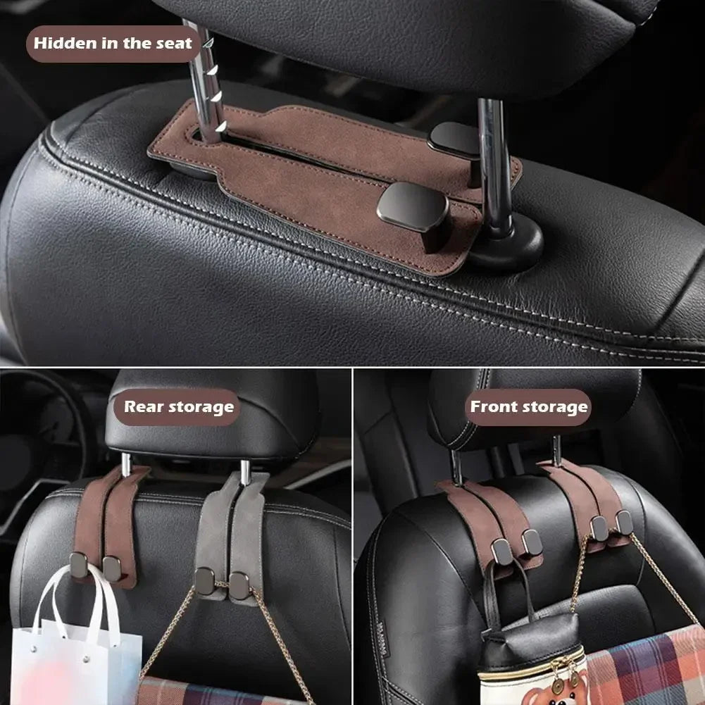 2 in 1 Car Hook For Car Rear Seat Back Hooks Headrest Hanger Clip Universal Double Hooks Holder Storage Car Interior Accessories