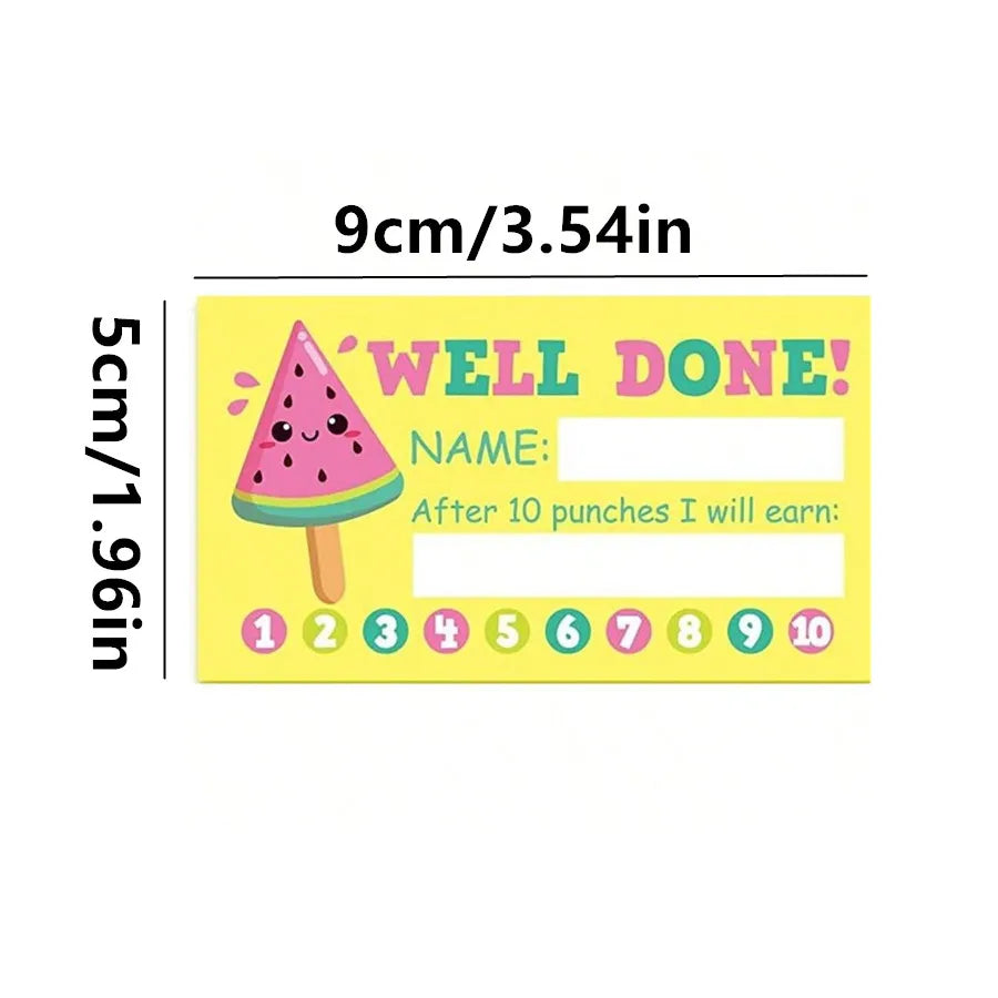 50pcs Cartoon Reward Cards Student Punch Cards  for Business Classrooms  Student Teacher Rewards Cards