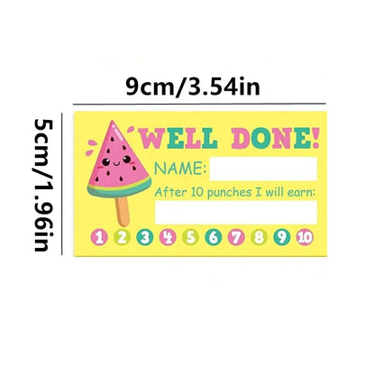 50pcs Cartoon Reward Cards Student Punch Cards  for Business Classrooms  Student Teacher Rewards Cards