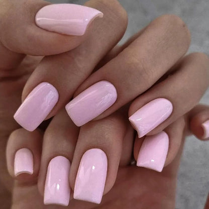 ARTAUG 24PCS Short Press On Nails Square Red High Saturation Glisten Press On Nails Full Cover Fake Nail Set Nails Charms