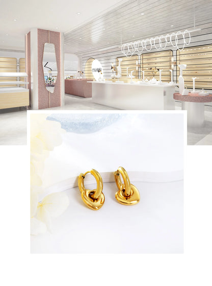 LUXUSTEEL Golden Heart style Women's Hoop Earrings Stainless Steel Female Earring Flower Star Drop Ear ring Jewelry Gifts