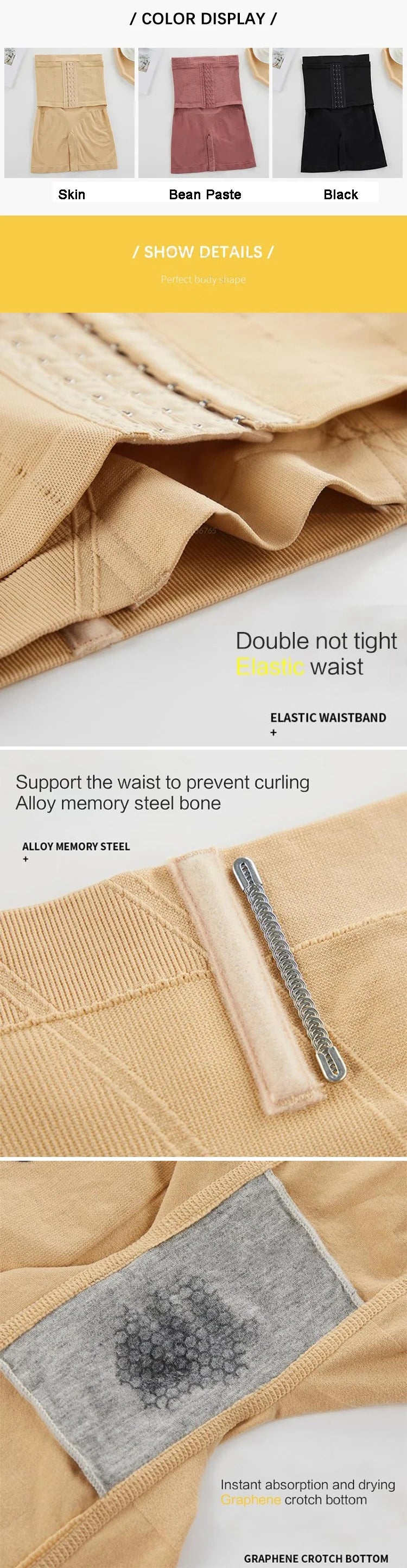 Shapewear for Women Tummy Control Body Shaper Fajas Shorts with Hook Butt Lifter Panties High Waisted Underwear Slimming Panties