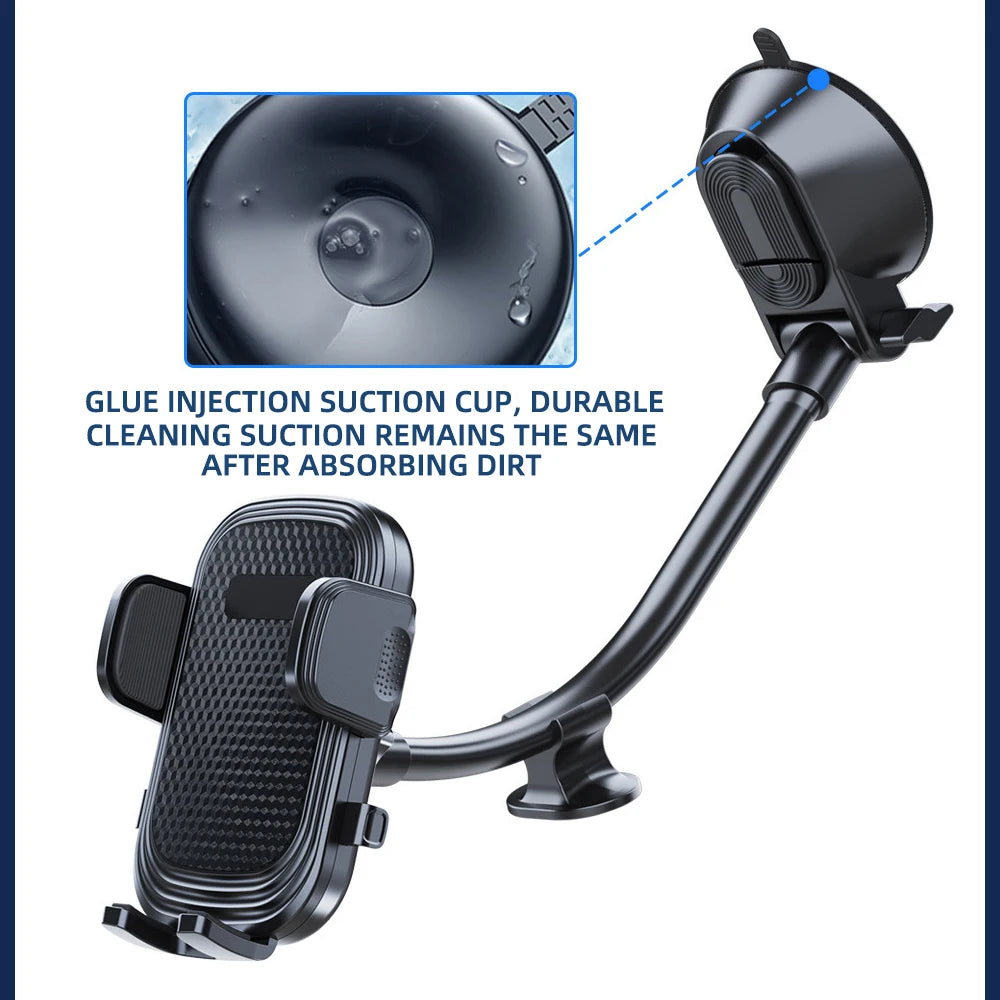 Dashboard Phone Holder for Car【360° Widest View】9in Flexible Long Arm, Universal Handsfree Auto Windshield Air Vent Phone Mount