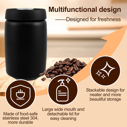 1200ml Vacuum Sealed Jug Coffee Beans Stainless Steel Canister Food Grains Candy Storage Jug Keep Fresh Moisture-proof