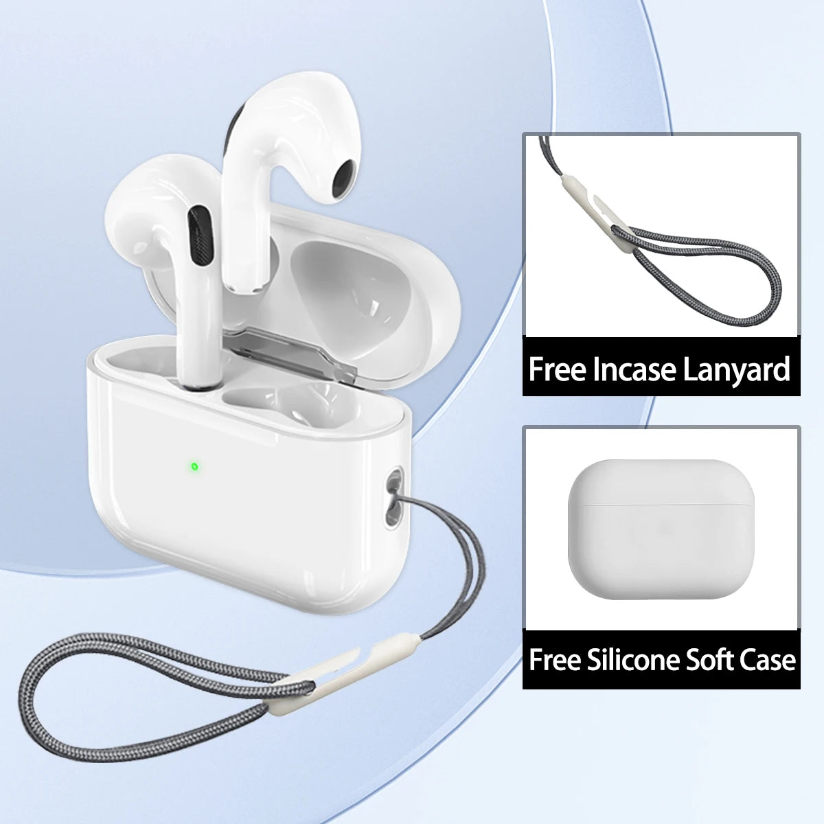 Wireless EarBuds Headphones Fake AirPods with 3 Mic/Space Voice/Shared Audio TWS 5.3 in-Ear Hi-fi Stereo For Iphone