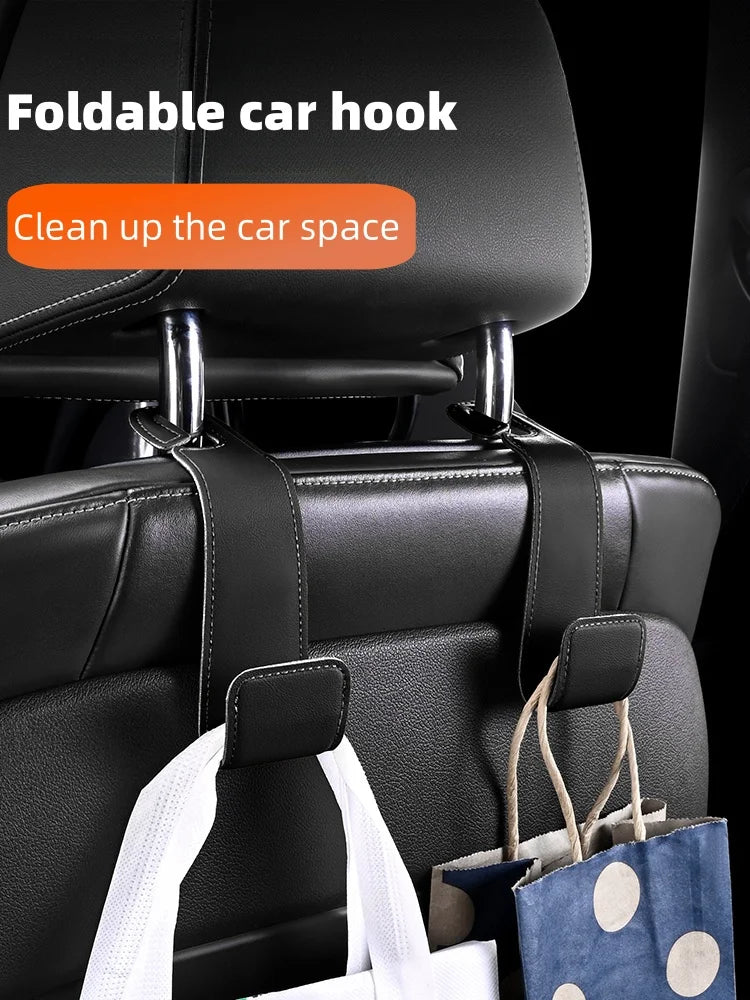 1pc car seat headrest hook, PU leather hook can hang storage box, wallet jacket, umbrella, grocery bag, internal accessories