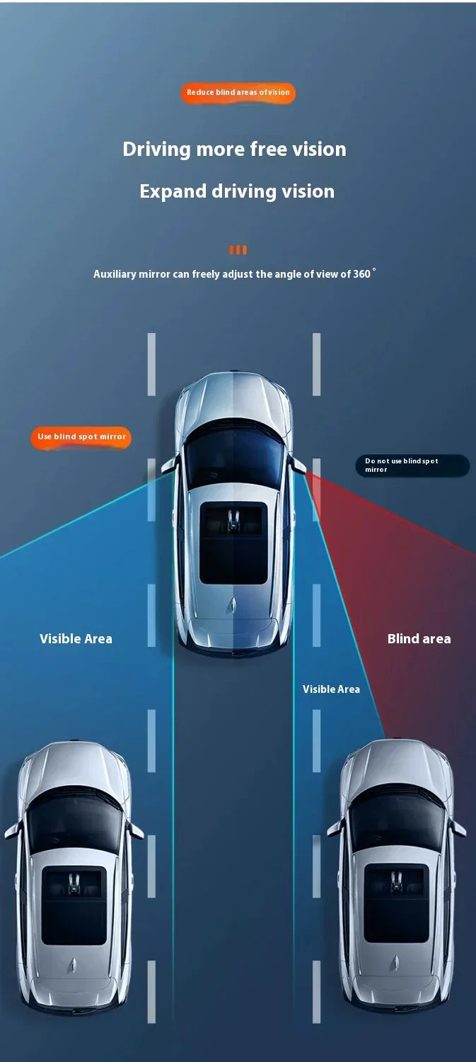 2Pcs 360 Degree Adjustable Blind Spot Mirror Car Auxiliary Rearview Convex Mirror Round Frame Wide Angle Mirrors for Car Reverse