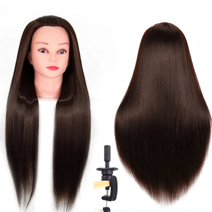 Mannequin Head Model With Long Synthetic Hair, Manikin Head Styling Hairdresser Training Head, Doll Head for Braiding Practice
