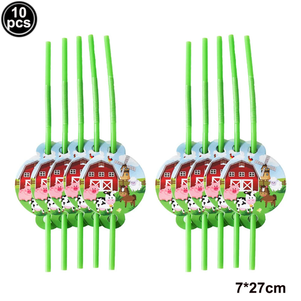 Farm Animals Tableware Plates Cups Napkins Tablecloth Farm Birthday Party Decor Birthday Banner Farm Animals Pig Cow Balloon