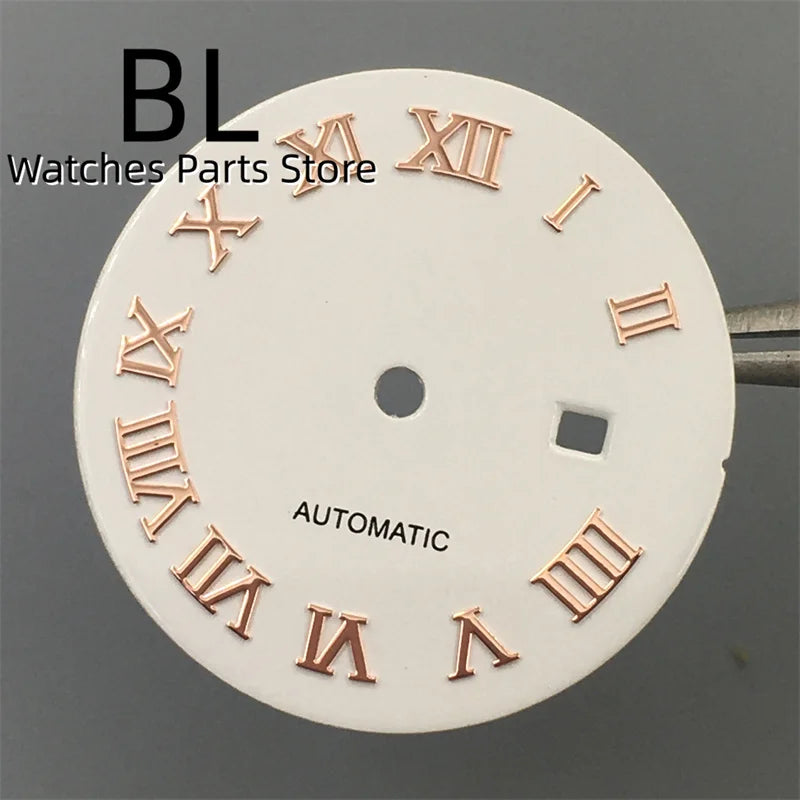 BLIGER 24.5mm Watch Dial Hand Set Sunburst Gray Rose White Mother Pearl Dial Roman Diamond Index Fit NH05 Movement Women Watches