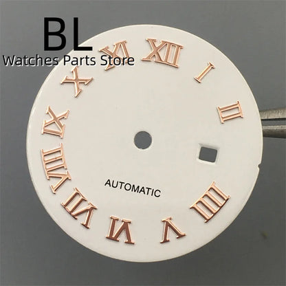 BLIGER 24.5mm Watch Dial Hand Set Sunburst Gray Rose White Mother Pearl Dial Roman Diamond Index Fit NH05 Movement Women Watches