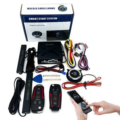 Universal auto start stop keyless entry system engine start alarm system push one-button start system remote car accessories
