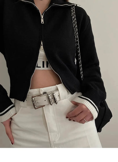 New retro Female Subculture Belt Punk Decorated Jeans Belt Personality Belt White Belt