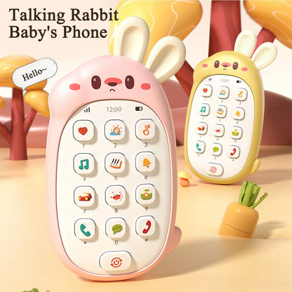 Baby Rabbit Mobile Phone Children's Toy Can Bite Puzzle Early Education Baby Multi functional Music Simulation Phone